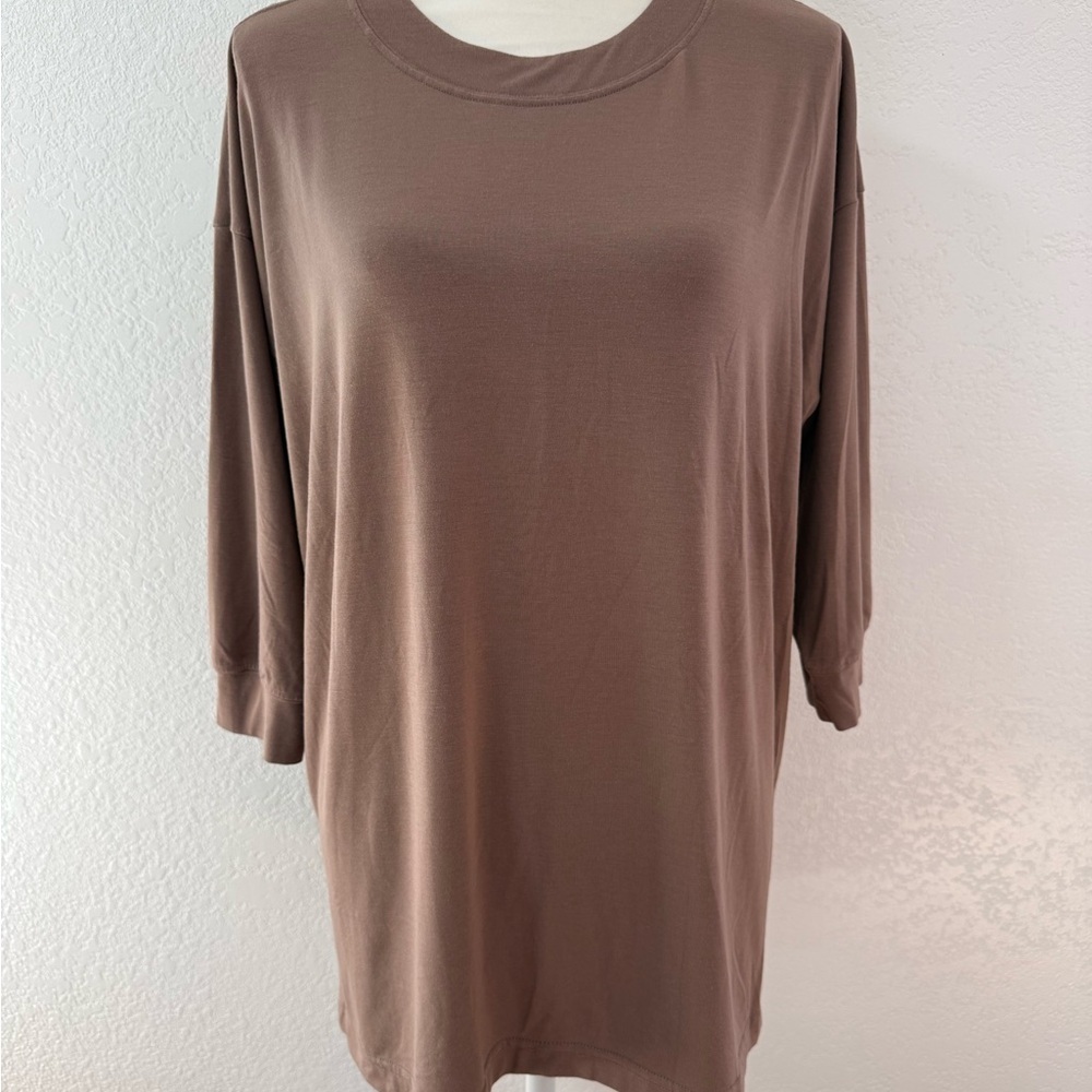 ATHLETA  Women's brown knit long sleeve crew neck T-shirt zs M
